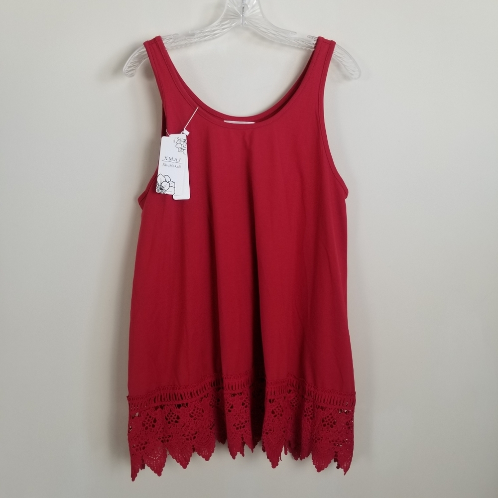 XMAJ Swing Tank Crochet Hem Size 1X NWT